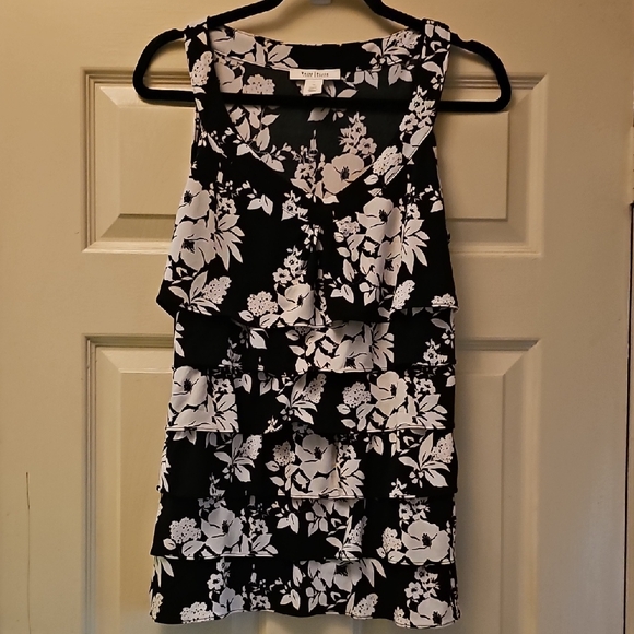 White House Black Market Tops - White House Black Market Monochrome Floral Top